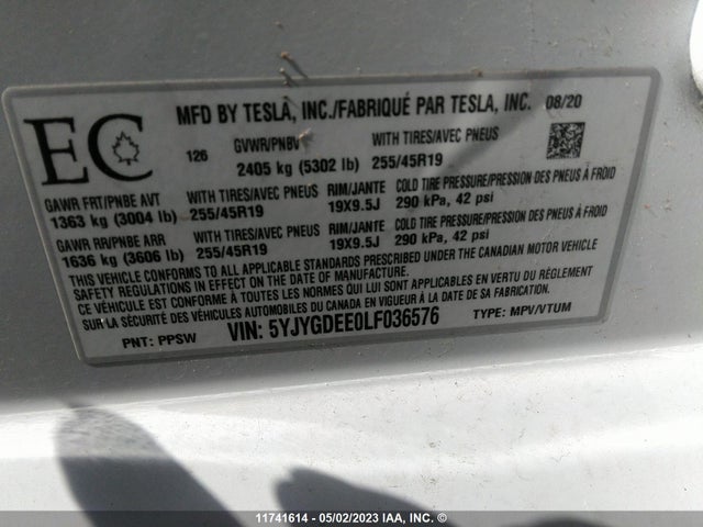 5YJYGDEE0LF036576 Tesla Model Y