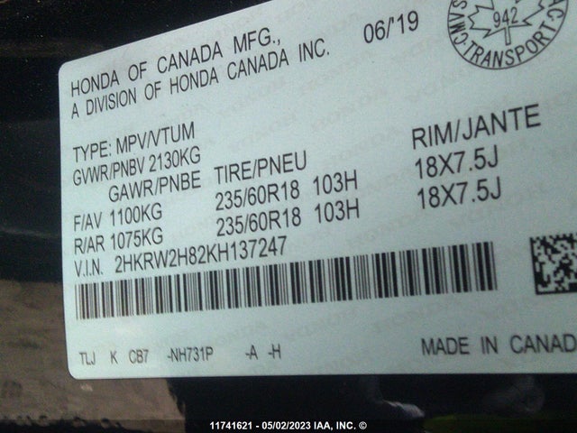 Honda CR-V EXL 2019 2HKRW2H82KH137247 Image 10
