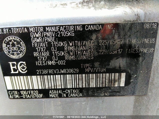 Toyota RAV4 LE 2018 2T3BFREV3JW830629 Image 10