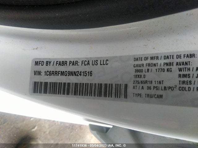 1C6RRFMG9NN241516 RAM 1500 Big Horn/lone Star