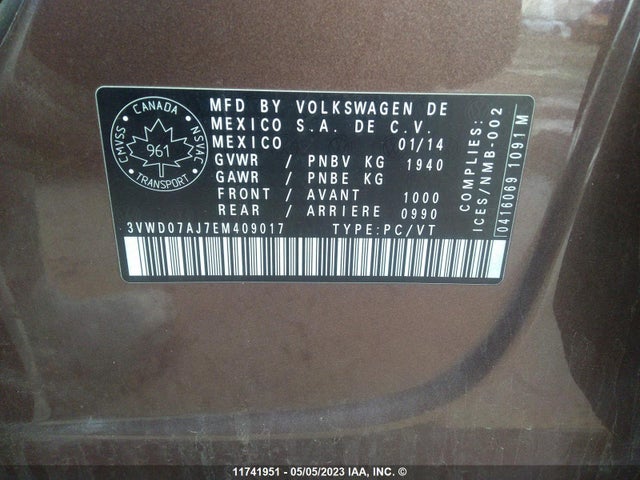 3VWD07AJ7EM409017 Volkswagen JETTA