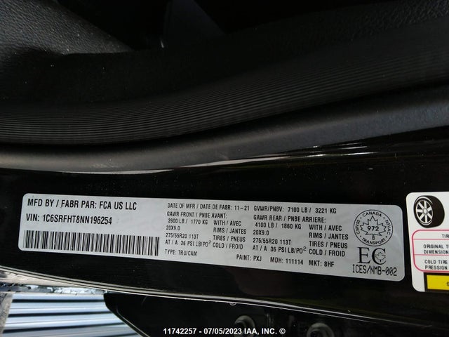 1C6SRFHT8NN196254 RAM 1500 Limited