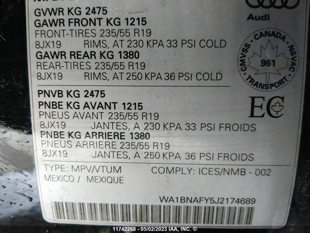 WA1BNAFY5J2174689 Audi Q5 Premium Plus