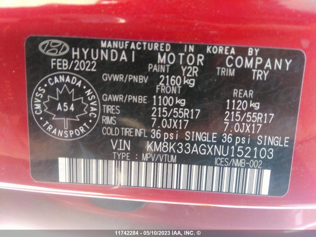 Hyundai Kona Sel 2022 KM8K33AGXNU152103 Image 9