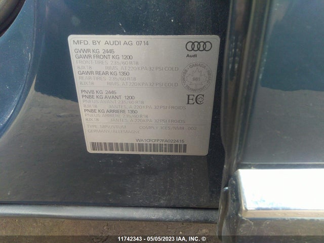 WA1CFCFP7FA022415 Audi Q5 2.0t Komfort