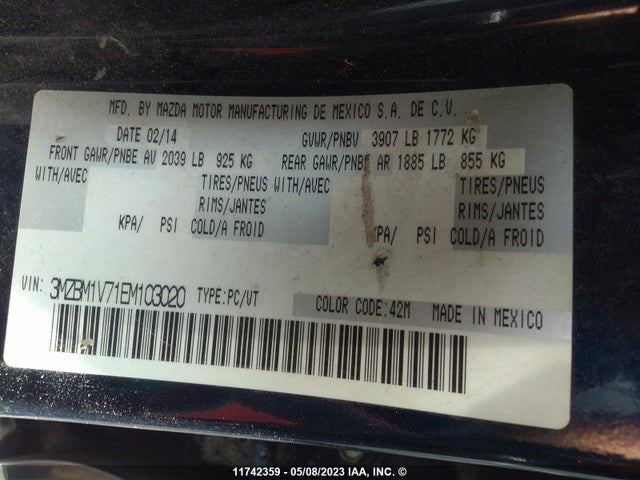 Mazda 3 TOURING 2014 3MZBM1V71EM103020 Image 10