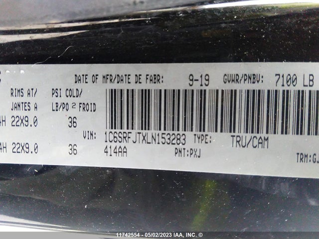 1C6SRFJTXLN153283 RAM 1500 Laramie