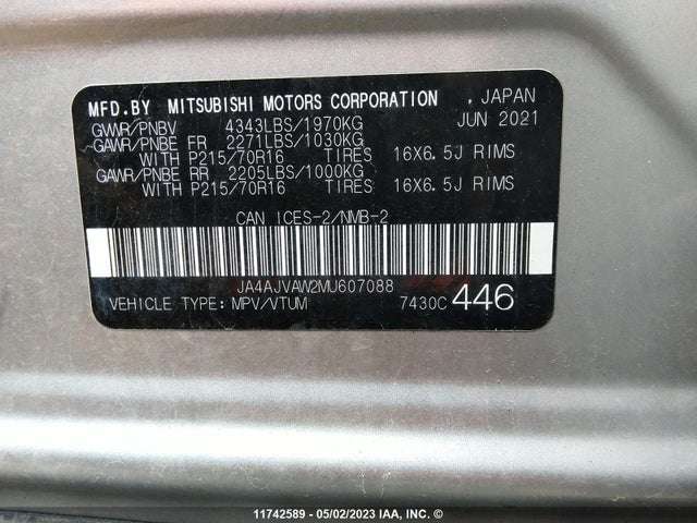 JA4AJVAW2MU607088 Mitsubishi Rvr Se/sel/gt/le