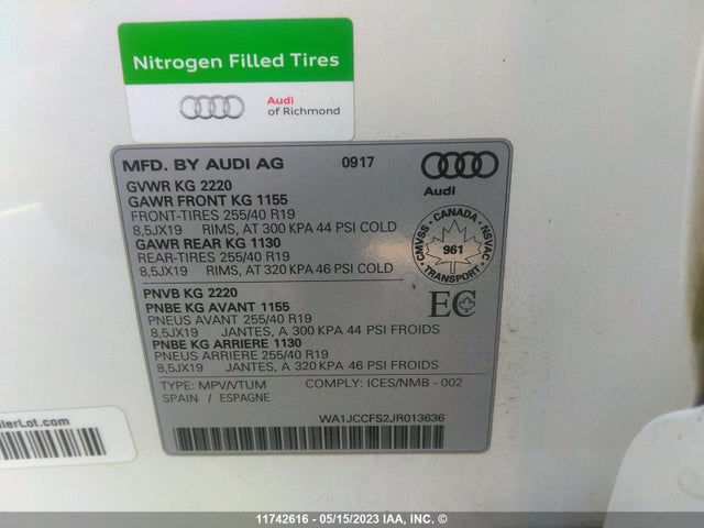 WA1JCCFS2JR013636 Audi Q3 Progressiv