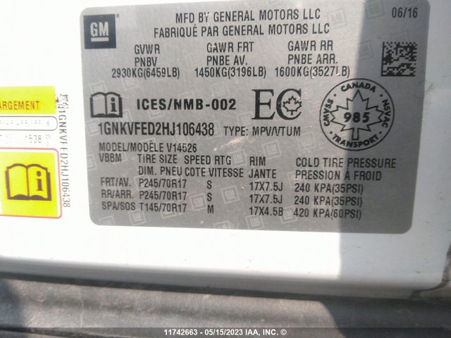 Chevrolet Traverse Ls 2017 1GNKVFED2HJ106438 Image 9