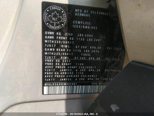 WVGJV3AX0EW602481 Volkswagen TIGUAN