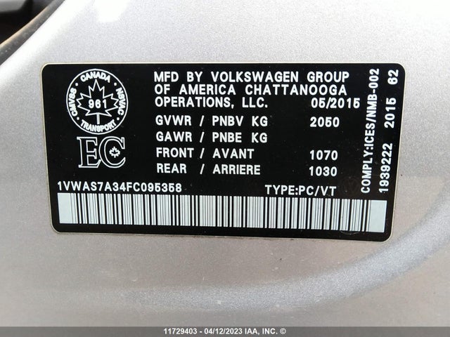 1VWAS7A34FC095358 Volkswagen PASSAT S