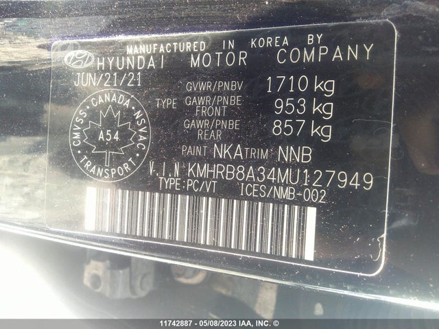 Hyundai VENUE 2021 KMHRB8A34MU127949 Image 10