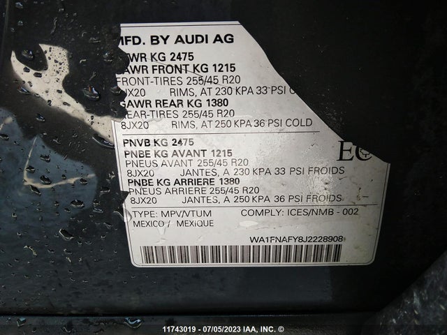 WA1FNAFY8J2228908 Audi Q5 Technik S-line