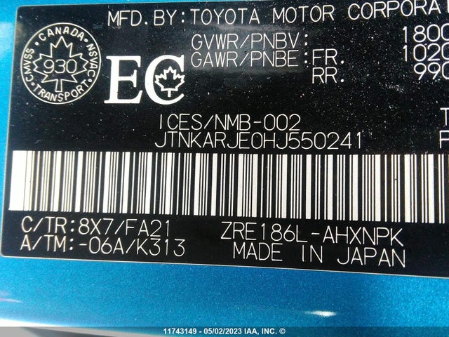 Toyota COROLLA IM 2017 JTNKARJE0HJ550241 Image 11