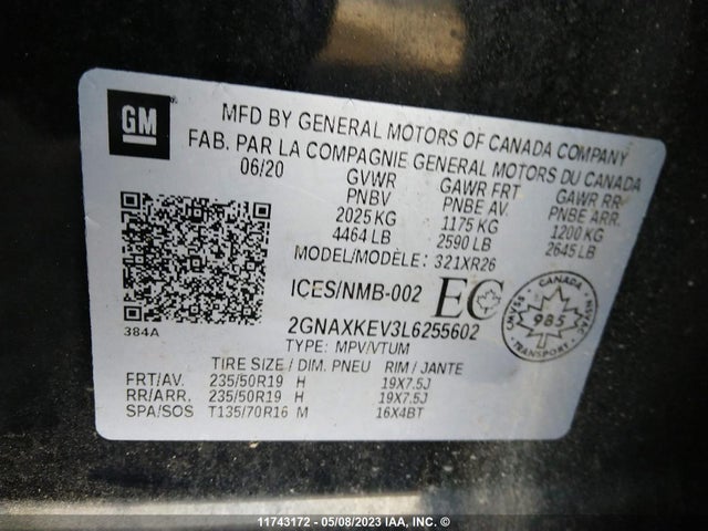 Chevrolet EQUINOX LT 2020 2GNAXKEV3L6255602 Image 9