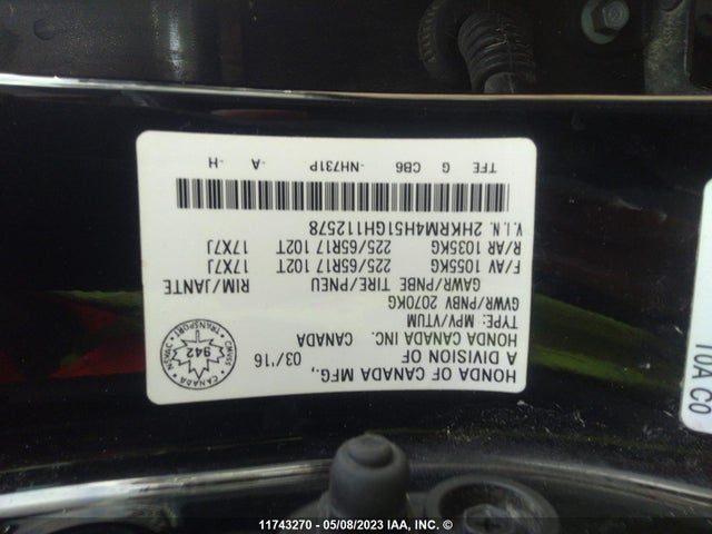 Honda CR-V EX 2016 2HKRM4H51GH112578 Image 10