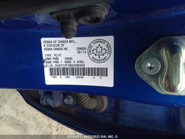 Honda Civic Sedan Lx 2016 2HGFC2F58GH040429 Image 9