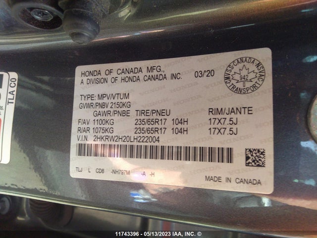 Honda CR-V LX 2020 2HKRW2H20LH222004 Image 9