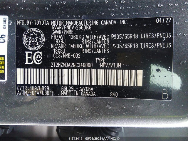 2T2HZMDA2NC346000 Lexus Rx Rx 350