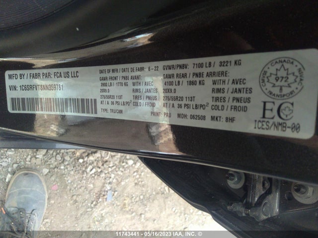 1C6SRFVT8NN359781 RAM 1500 Sport