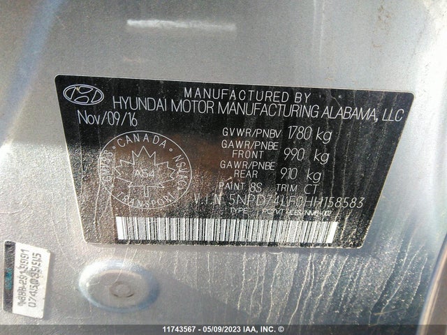 Hyundai Elantra Le 2017 5NPD74LF0HH158583 Image 10