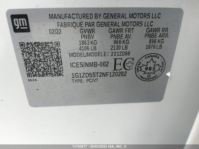 Chevrolet MALIBU LT 2022 1G1ZD5ST2NF120282 Image 9