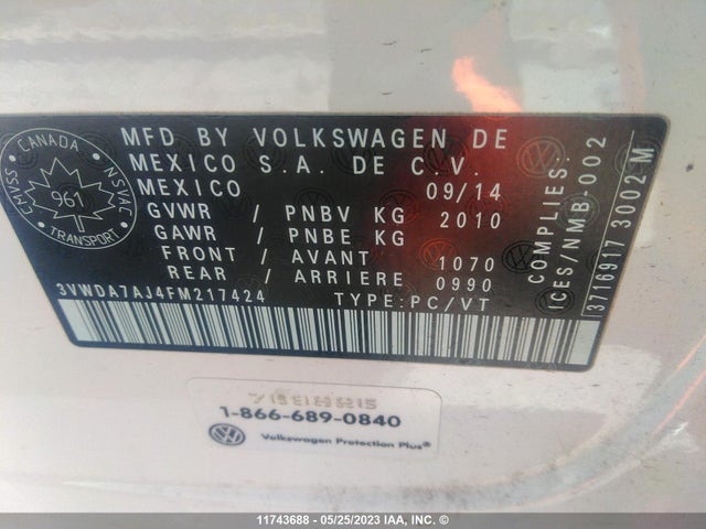 3VWDA7AJ4FM217424 Volkswagen Jetta Sedan Comfortline