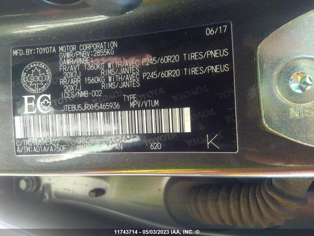 Toyota 4RUNNER SR5 2017 JTEBU5JRXH5465936 Image 10