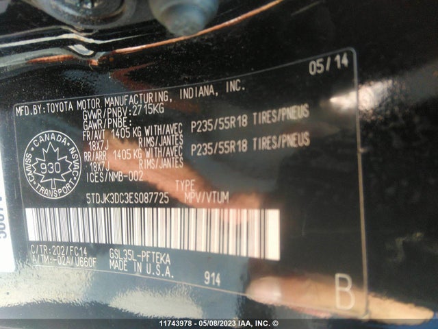 Toyota SIENNA LE 2014 5TDJK3DC3ES087725 Image 11