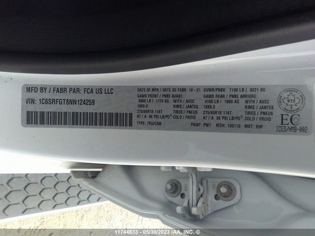 1C6SRFGT8NN124259 RAM 1500 Tradesman