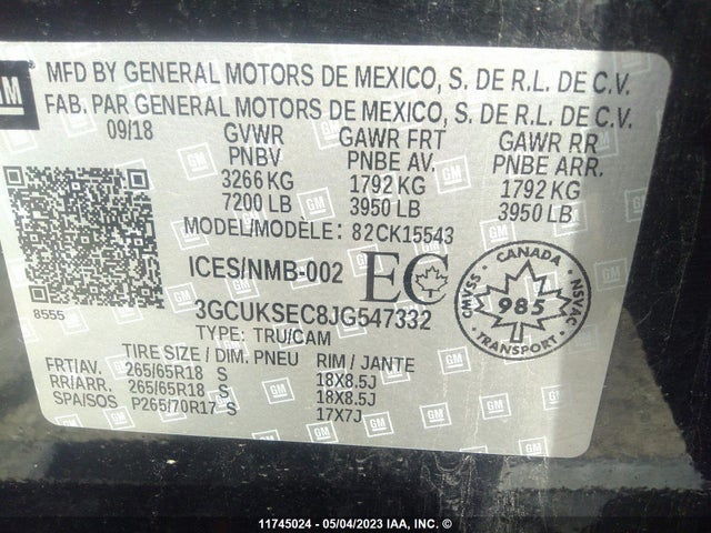 Chevrolet Silverado 1500 Ltz 2018 3GCUKSEC8JG547332 Image 9