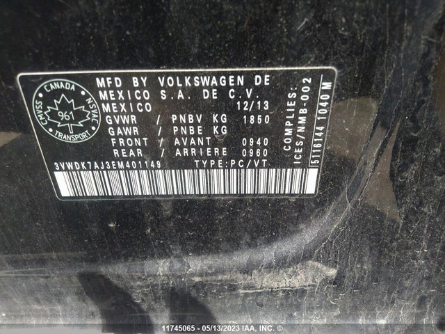 3VWDK7AJ3EM401149 Volkswagen JETTA SE