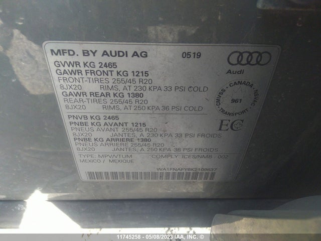 WA1FNAFY6K2109837 Audi Q5 Technik