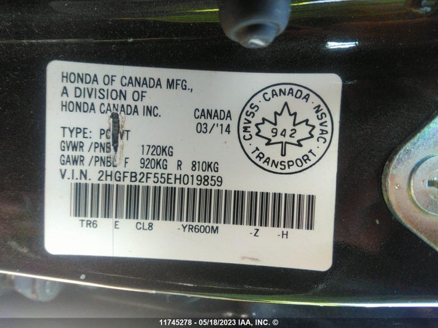 Honda Civic Sedan Ex 2014 2HGFB2F55EH019859 Image 9