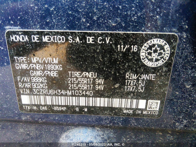 Honda HR-V LX 2017 3CZRU6H34HM103440 Image 9