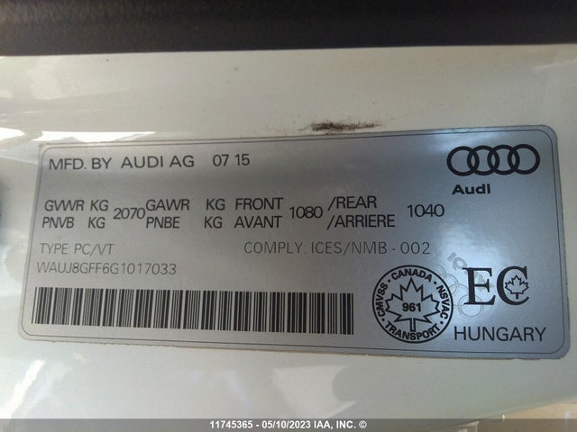 WAUJ8GFF6G1017033 Audi A3 2.0t Progressiv