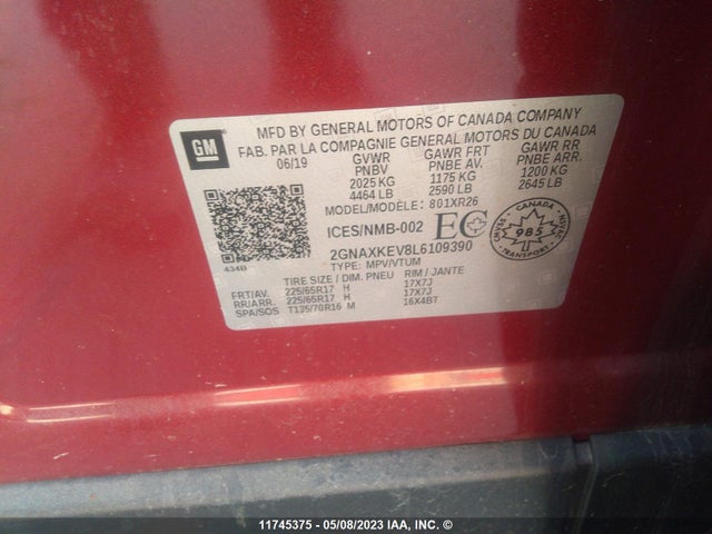Chevrolet EQUINOX LT 2020 2GNAXKEV8L6109390 Image 11
