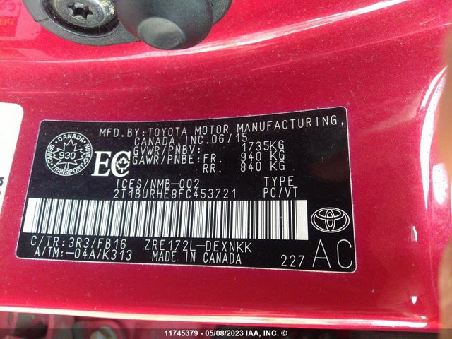 Toyota COROLLA CE/S/LE 2015 2T1BURHE8FC453721 Image 10