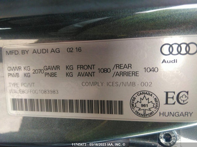 WAUE8GFF0G1083983 Audi A3