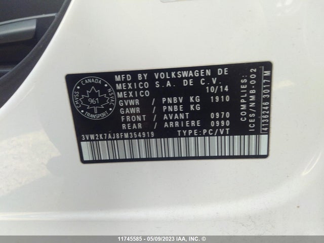 3VW2K7AJ8FM354919 Volkswagen JETTA