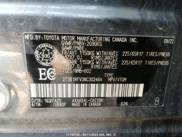 Toyota RAV4 LE 2022 2T3B1RFV3NC302464 Image 10