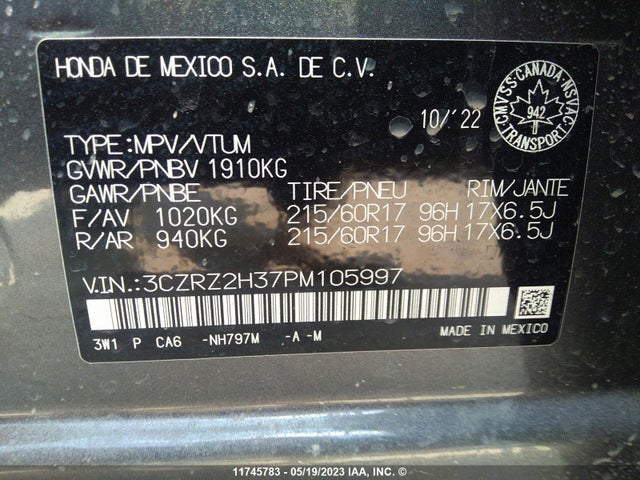 Honda HR-V LX 2023 3CZRZ2H37PM105997 Image 11