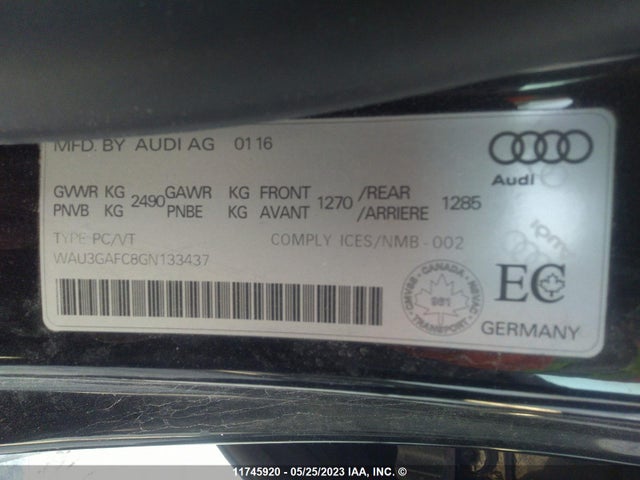 WAU3GAFC8GN133437 Audi A7 Quattro Prog/technik S Ln