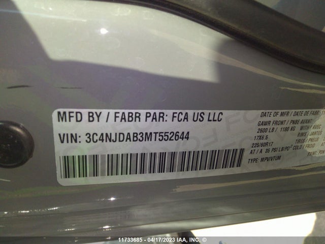 3C4NJDAB3MT552644 Jeep Compass Sport