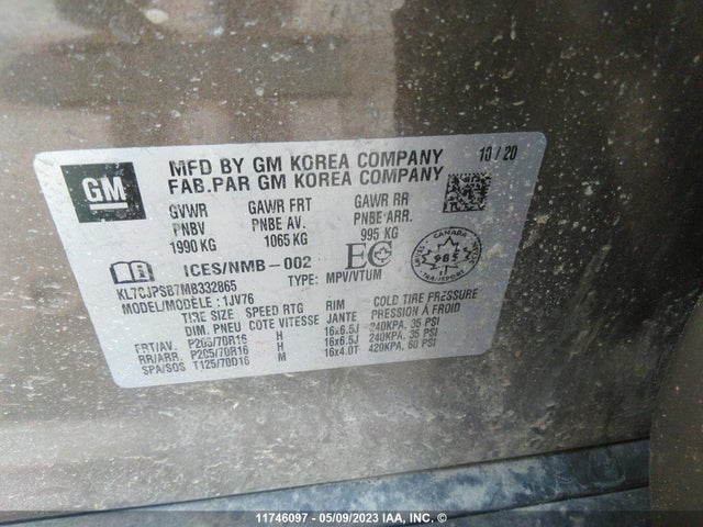 Chevrolet TRAX 1LT 2021 KL7CJPSB7MB332865 Image 9