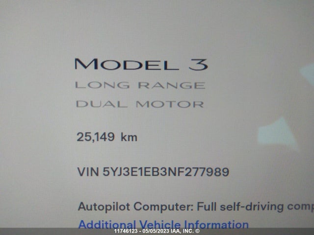 Tesla MODEL 3 2022 5YJ3E1EB3NF277989 Image 7