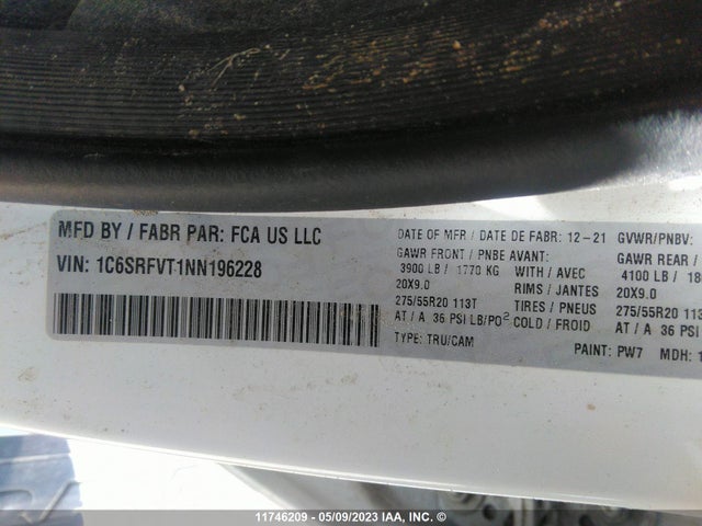 1C6SRFVT1NN196228 RAM 1500 Sport