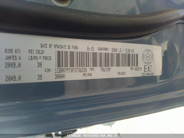 1C6RR7MT0FS736239 RAM 1500 Sport