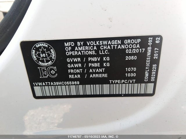 Volkswagen PASSAT S 2017 1VWAT7A39HC055969 Image 9